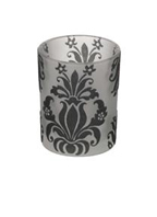 Colonial Candle Flocked Black Damask Votive